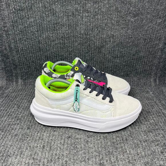 NEW VANS Old Skool Overt CC Canvas Suede White Multi Neon Green Pink Women’s 7.5 - Picture 1 of 8